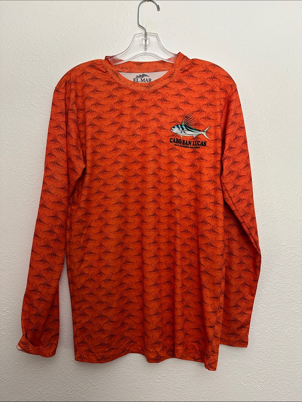 El Mar Men's Orange Long-Sleeve Rash Guard Swim Shirt